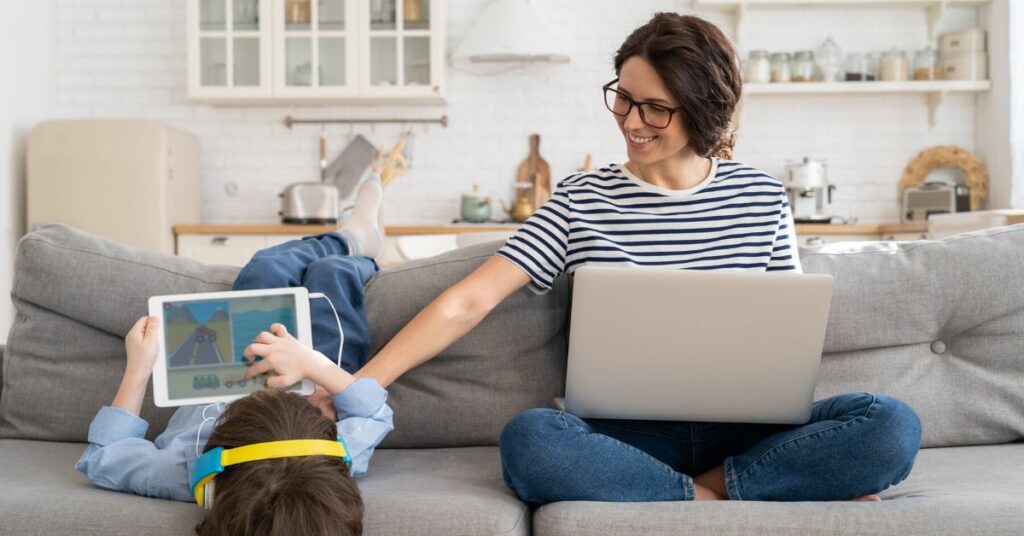 remote worker with kid