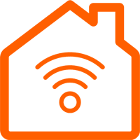 image of orange house with wifi signal