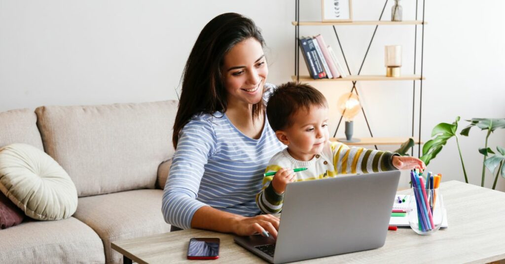 mom on computer